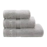 Hugo Boss Aegean Cotton Towel with Tonal Logo in Silver
