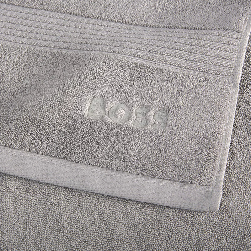 Hugo Boss Aegean Cotton Towel with Tonal Logo in Silver